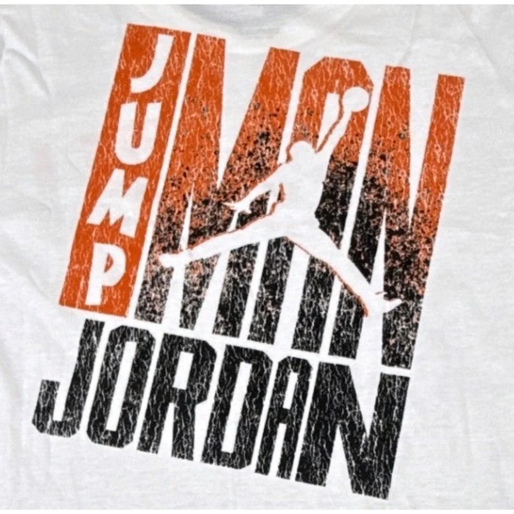 Jordan Boys Size Large 12-13 Years White 1984 Jumpman Graphic T-Shirt NWT